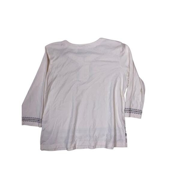 Alfred Dunner Cream Embroidered Floral Sweater Large Tunic Cottagecore Soft - Picture 4 of 6